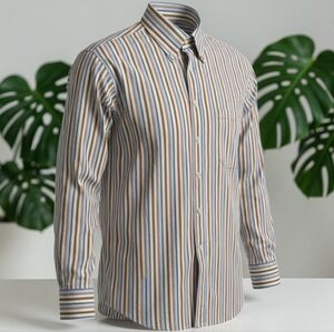 Canali 100% Cotton Multicolour Striped Button Down Shirt Made In Italy 🇮🇹